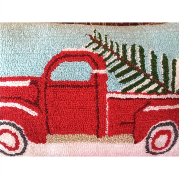 CHRISTMAS TRUCK HOOKED PILLOW BY GLUCKSTEIN HOME - Picture 2 of 5